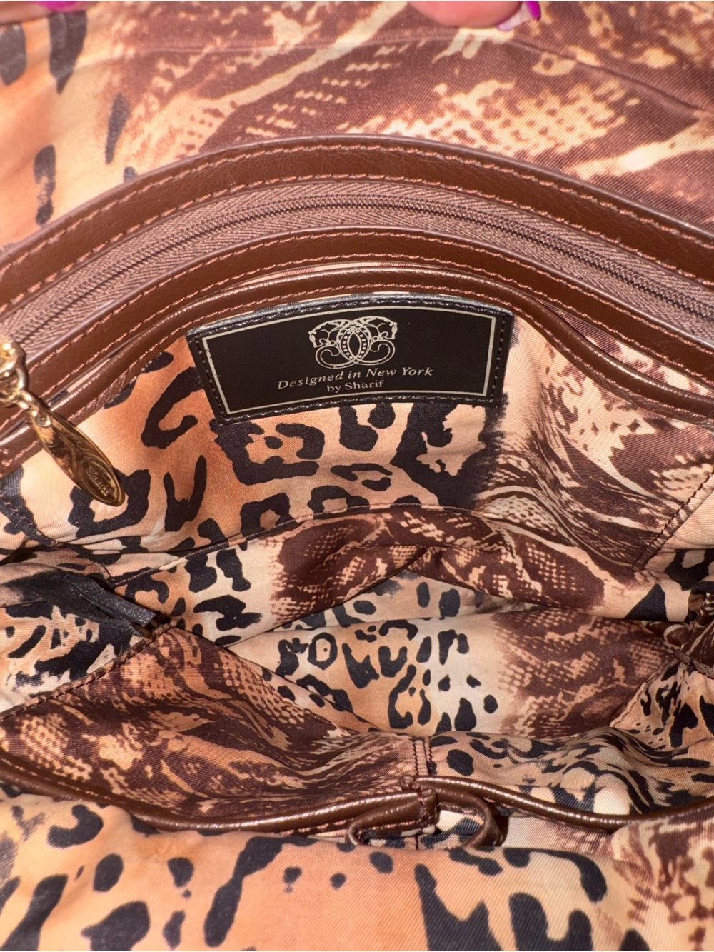 EUC Sharif Metallic Snake-Print Crossbody or Shoulder Bag w/ Turn Lock - Picture 5 of 12